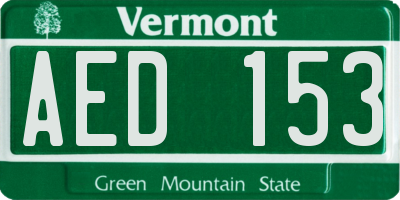 VT license plate AED153