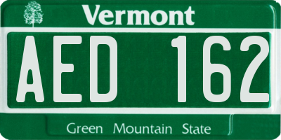 VT license plate AED162