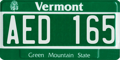 VT license plate AED165