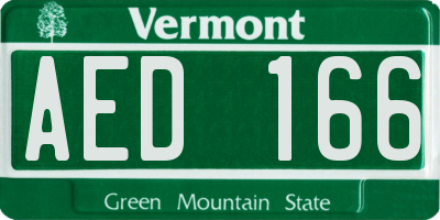 VT license plate AED166