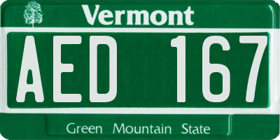 VT license plate AED167