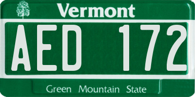 VT license plate AED172