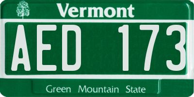 VT license plate AED173