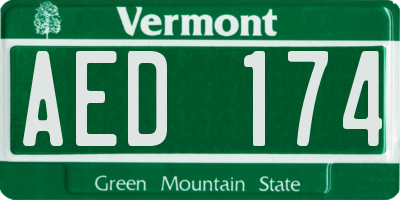 VT license plate AED174