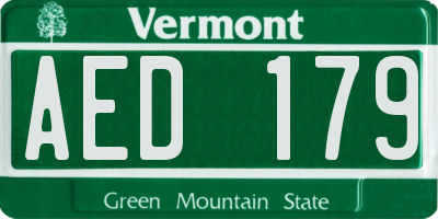 VT license plate AED179