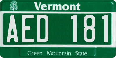 VT license plate AED181