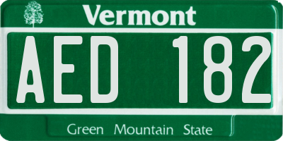 VT license plate AED182