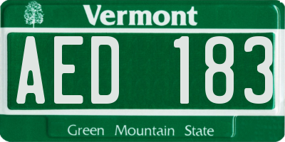 VT license plate AED183
