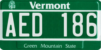 VT license plate AED186
