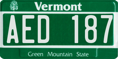 VT license plate AED187