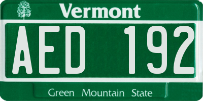 VT license plate AED192