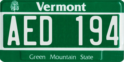 VT license plate AED194