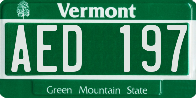 VT license plate AED197