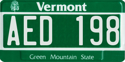 VT license plate AED198