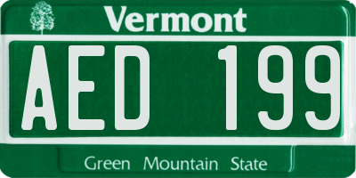 VT license plate AED199