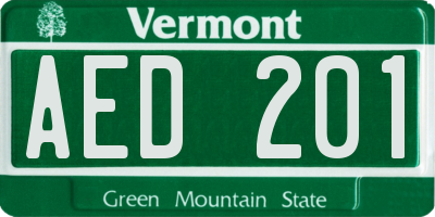 VT license plate AED201