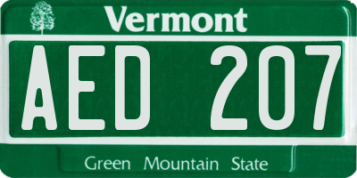 VT license plate AED207