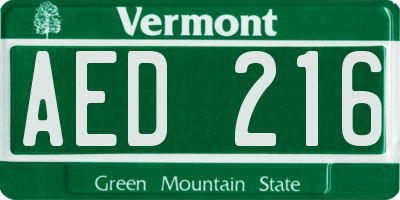 VT license plate AED216
