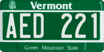 VT license plate AED221