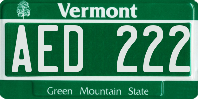 VT license plate AED222