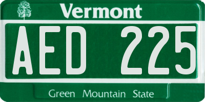 VT license plate AED225