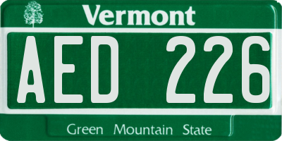 VT license plate AED226