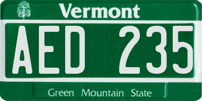 VT license plate AED235