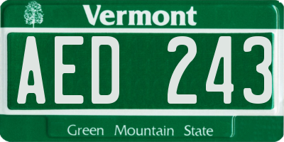 VT license plate AED243