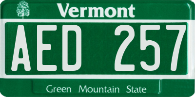 VT license plate AED257