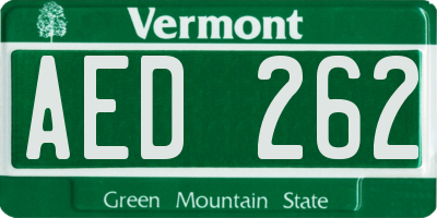 VT license plate AED262
