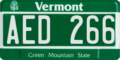 VT license plate AED266