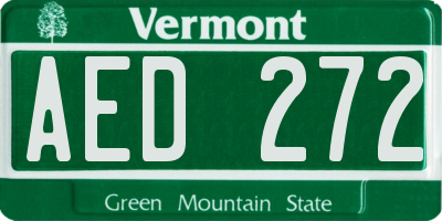 VT license plate AED272