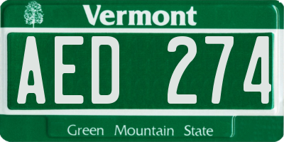 VT license plate AED274