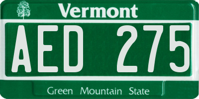 VT license plate AED275