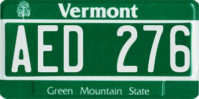 VT license plate AED276