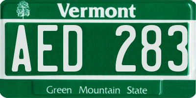 VT license plate AED283