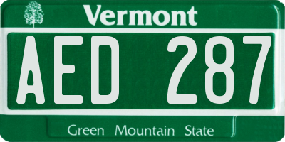 VT license plate AED287