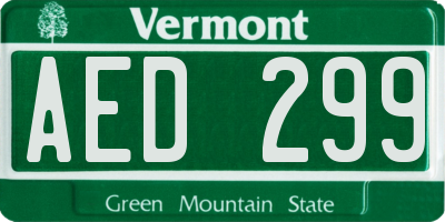 VT license plate AED299
