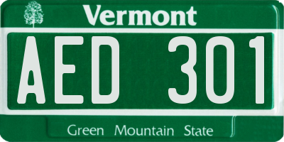 VT license plate AED301