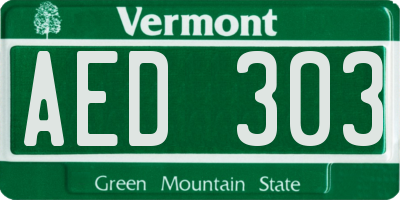 VT license plate AED303