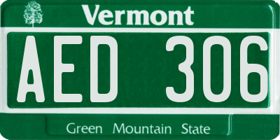 VT license plate AED306