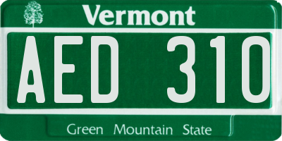 VT license plate AED310