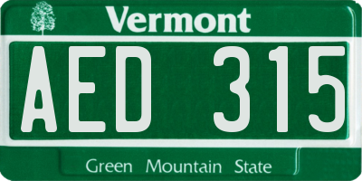 VT license plate AED315