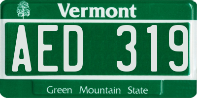 VT license plate AED319