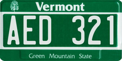 VT license plate AED321