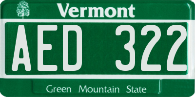 VT license plate AED322