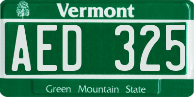 VT license plate AED325