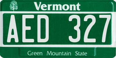 VT license plate AED327