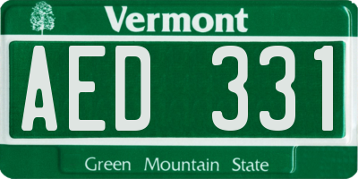 VT license plate AED331