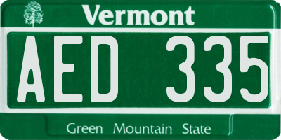 VT license plate AED335